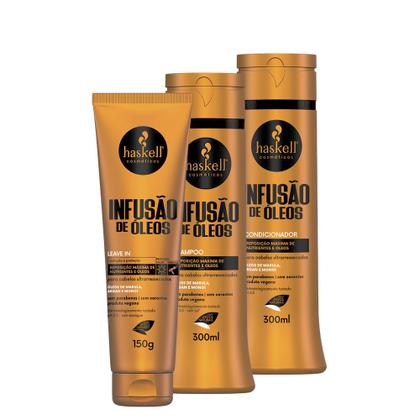 Imagem de Kit Haskell Infusão de Óleos Shampoo Cond 300ml Leave 150gr