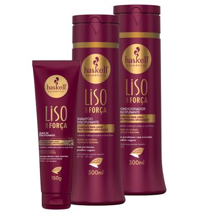 Imagem de Kit Haskell Liso Com Força Sh Cond 300ml Finalizador 150ml