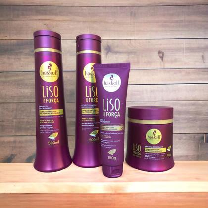 Imagem de Kit Haskell Liso com Força Sh Cond Máscara 500ml 4 Itens Completo