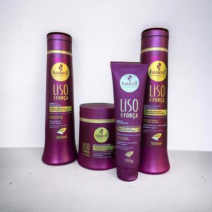 Imagem de Kit Haskell Liso com Força Sh Cond Máscara 500ml 4 Itens Completo
