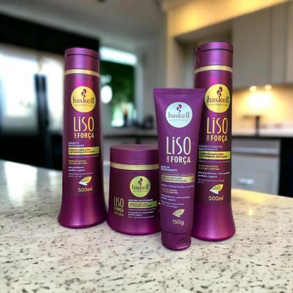 Imagem de Kit Haskell Liso com Força Sh Cond Máscara 500ml 4 Itens Completo