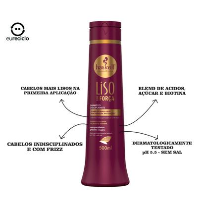 Imagem de Kit Haskell Liso Com Força Shampo  Cond 500ml Mimo