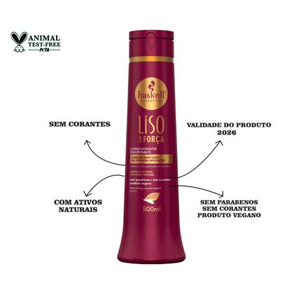 Imagem de Kit Haskell Liso Com Força Shampo  Cond 500ml Mimo