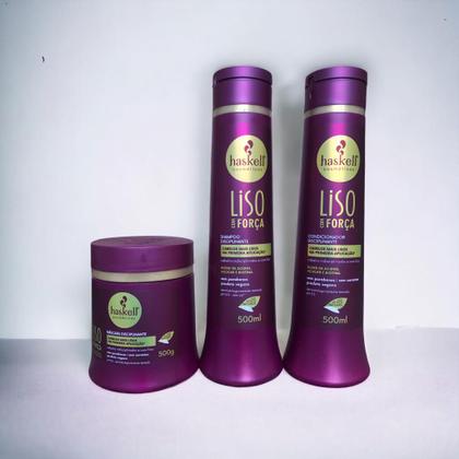 Imagem de Kit Haskell Liso com Força Shampoo 500ML 1 Condicionador 500ML 1 Mascara 500ML