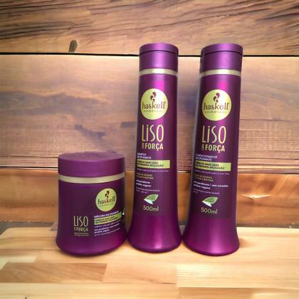 Imagem de Kit Haskell Liso com Força Shampoo 500ML 1 Condicionador 500ML 1 Mascara 500ML