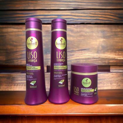 Imagem de Kit Haskell Liso com Força Shampoo 500ML 1 Condicionador 500ML 1 Mascara 500ML