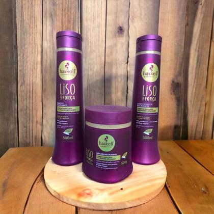 Imagem de Kit Haskell Liso com Força Shampoo 500ML 1 Condicionador 500ML 1 Mascara 500ML