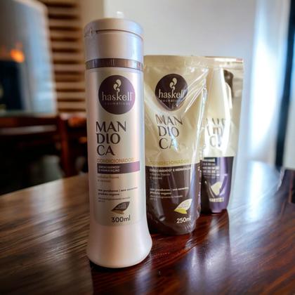 Imagem de Kit Haskell Mandioca Condicionador 300ML + 1 Refil Condicionador 250