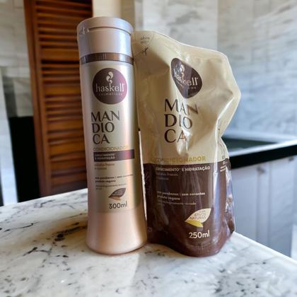 Imagem de Kit Haskell Mandioca Condicionador 300ML + 1 Refil Condicionador 250