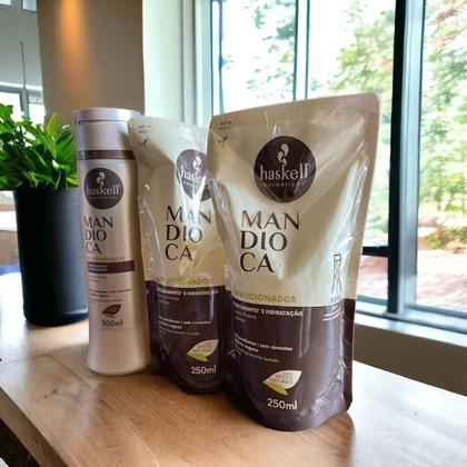 Imagem de Kit Haskell Mandioca Condicionador 300ML + 2 Refil Condicionador 250
