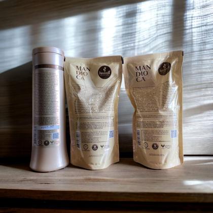 Imagem de Kit Haskell Mandioca Condicionador 300ML + 2 Refil Condicionador 250