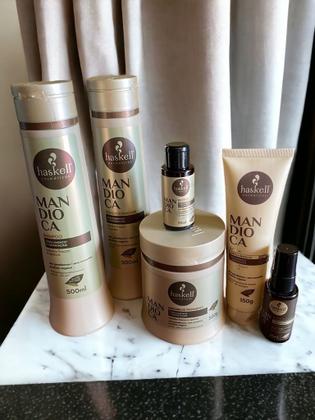 Imagem de Kit Haskell Mandioca Sh Cond Máscara 500ml 6 Itens Completo