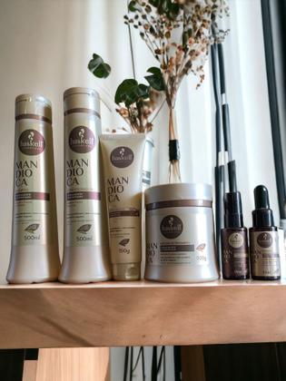 Imagem de Kit Haskell Mandioca Sh Cond Máscara 500ml 6 Itens Completo