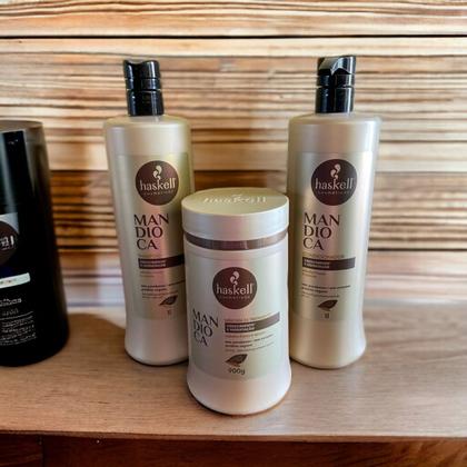 Imagem de Kit Haskell Mandioca Shampoo 1 Litro 1 Condicionador 1 Litro 1 Mascara 900ML