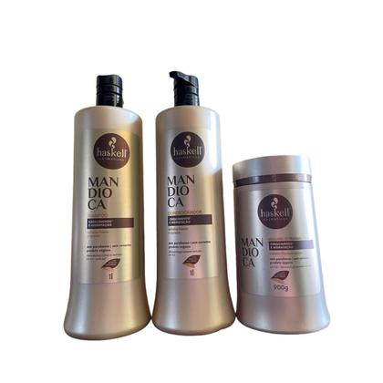 Imagem de Kit Haskell Mandioca Shampoo 1 Litro 1 Condicionador 1 Litro 1 Mascara 900ML