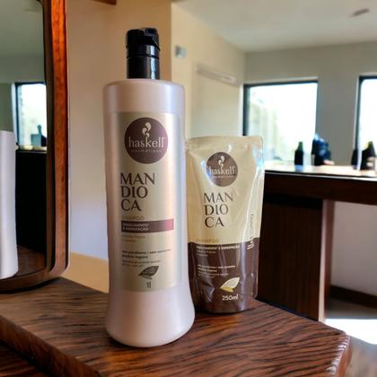 Imagem de Kit Haskell Mandioca Shampoo 1 Litro + 1 Refil Shampoo 250