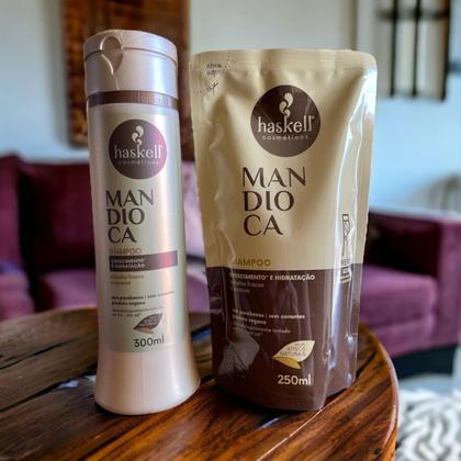 Imagem de Kit Haskell Mandioca Shampoo 300ML + 1 Refil Shampoo 250