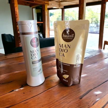 Imagem de Kit Haskell Mandioca Shampoo 300ML + 1 Refil Shampoo 250