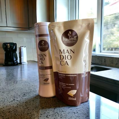 Imagem de Kit Haskell Mandioca Shampoo 300ML + 1 Refil Shampoo 250