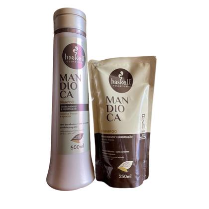 Imagem de Kit Haskell Mandioca Shampoo 500ML + 1 Refil Shampoo 250