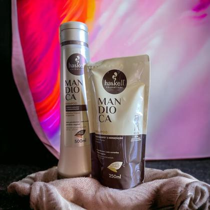 Imagem de Kit Haskell Mandioca Shampoo 500ML + 1 Refil Shampoo 250