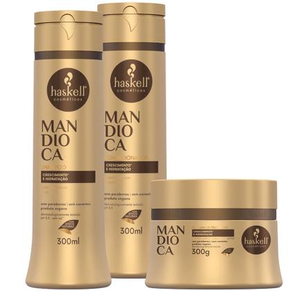 Imagem de Kit Haskell Mandioca Shampoo Condicionador 300 Mascara 300g