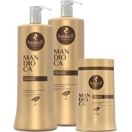 Imagem de Kit Haskell Mandioca Shampoo Condicionador Mascara 1L