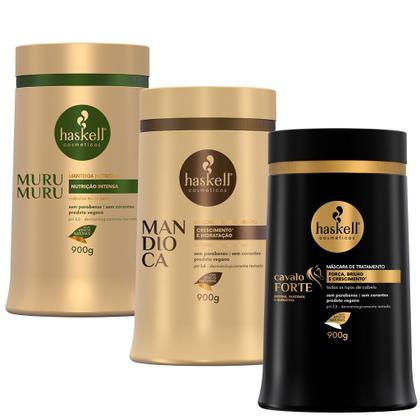 Imagem de Kit Haskell Mascaras Cavalo Forte Mandioca Murumuru 900g
