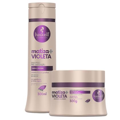 Imagem de Kit Haskell Matizador Roxo Shampoo 300ml Mascara 250g
