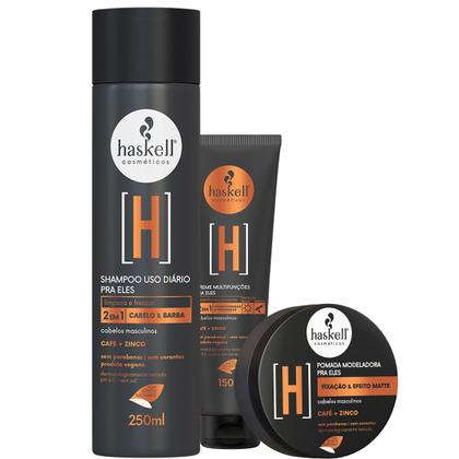 Imagem de Kit Haskell Pra Ele Shampoo Creme Multifunções Pomada