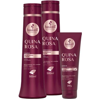 Imagem de Kit Haskell Quina Rosa Sh Cond 500ml Leave-in 240g
