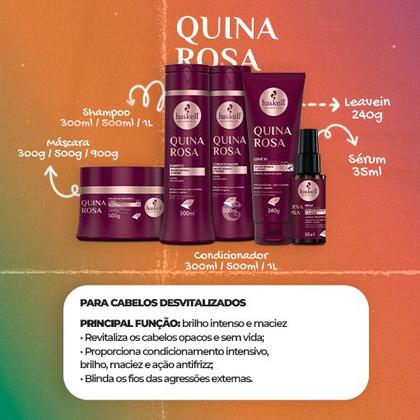 Imagem de Kit Haskell Quina Rosa Sh Cond Masc 300ml e Leave in 240