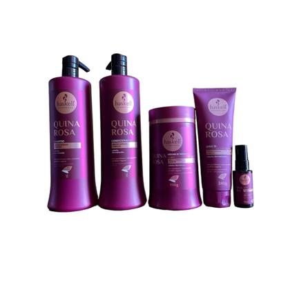 Imagem de Kit Haskell Quina Rosa Sh Cond Máscara 1Litro 5 Itens Completo