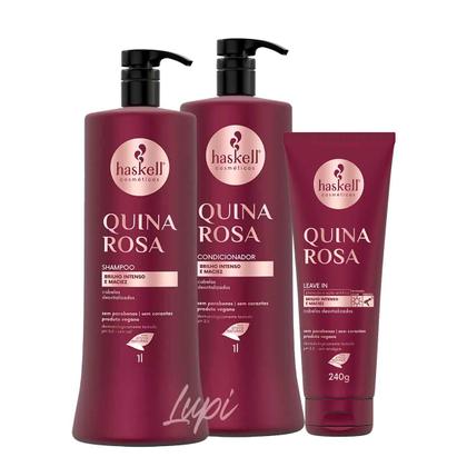 Imagem de Kit Haskell Quina Rosa Shampoo + Cond 1 Litro + Leave In