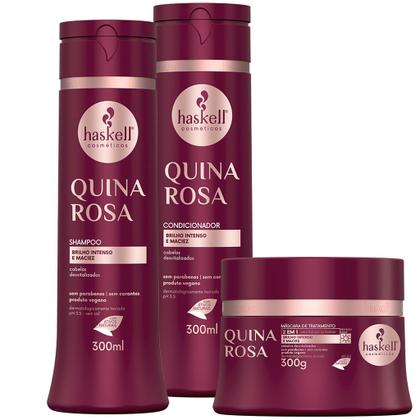 Imagem de Kit Haskell Quina Rosa Shampoo Condicionador Mascara 250g