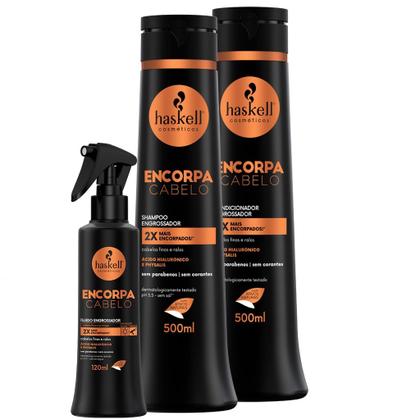 Imagem de Kit Haskell Shampoo Condicionador Encorpa 500ml + Fluido