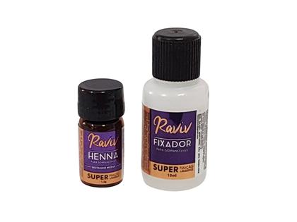 Imagem de Kit Henna Sobrancelha Profissional Raviv 1.5g e 10ml Fixador Escolha a cor, Alto rendimento fixação