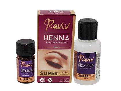 Imagem de Kit Henna Sobrancelha Profissional Raviv 1.5g e 10ml Fixador Escolha a cor, Alto rendimento fixação