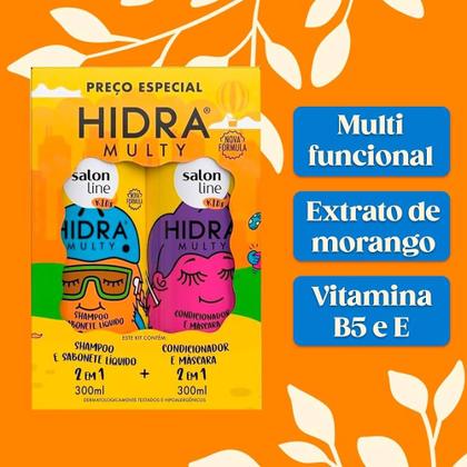 Imagem de Kit Hidra Multy Kids 3 Itens (Sh + Cond + Creme) Salon Line