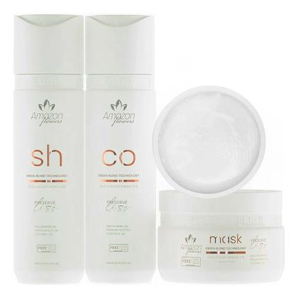 Imagem de Kit hidratação alto impacto amazon flowers reconstrução nutrição pos escova progressiva 900ml