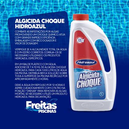 Imagem de Kit HIDROAZUL tratamento Piscinas Liquido Algicida Manutenção 5L Floc Plus 3em1 5L Algicida Choque 5L