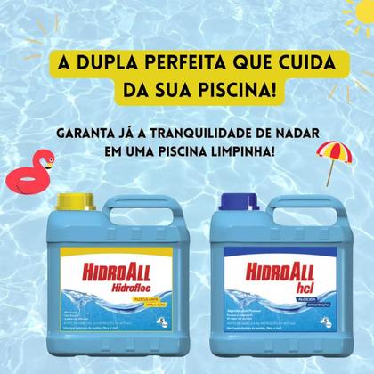 Imagem de Kit Hidrofloc 5L e Algicida Manutenção 5L Hidroall Para Manutenção das Piscinas