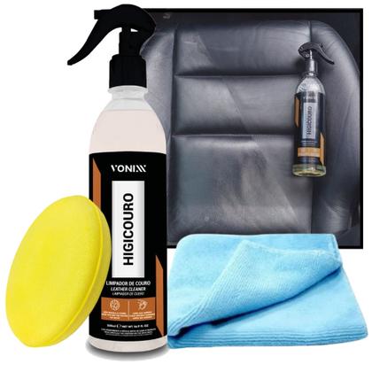 Imagem de Kit Higicouro Vonixx 500ml + Aplicador de Espuma + Pano Microfibra