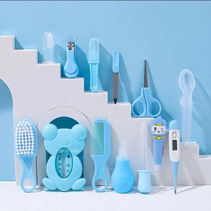 Imagem de Kit Higiene 13 peças Cuidados de Saúde Para Bebê Recém Nascido - Azul