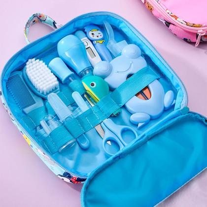 Imagem de Kit Higiene Azul Recém Nascido Bolsa Aspirador Nasal