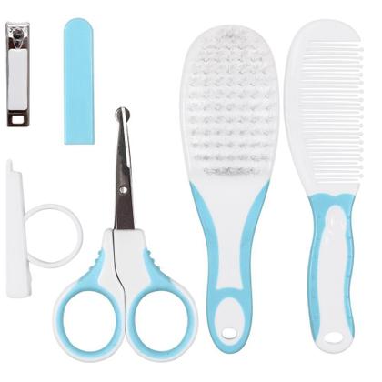 Imagem de Kit Higiene Baby 4 Peças Com Escova Cortador Tesoura e Pente Azul Buba