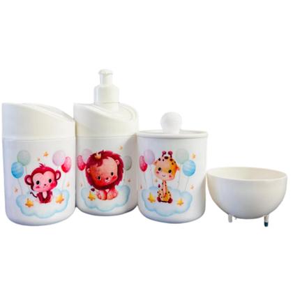 Imagem de Kit Higiene Baby Safari Menino e Menina c/bandeja em MDF