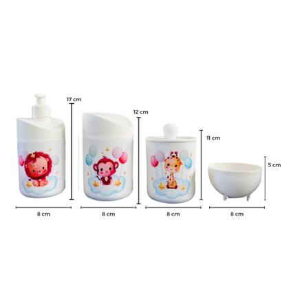 Imagem de Kit Higiene Baby Safari Menino e Menina c/bandeja em MDF