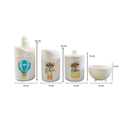 Imagem de Kit Higiene Baby Ursinho Baloeiro Menino c/bandeja em MDF
