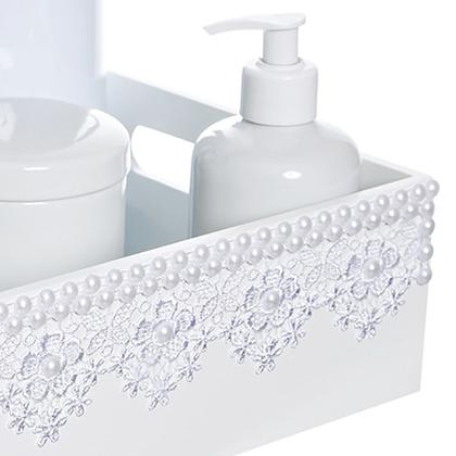 Imagem de Kit Higiene Bandeja Lisa Renda Com 6 Peças Quarto Bebê Menina Menino